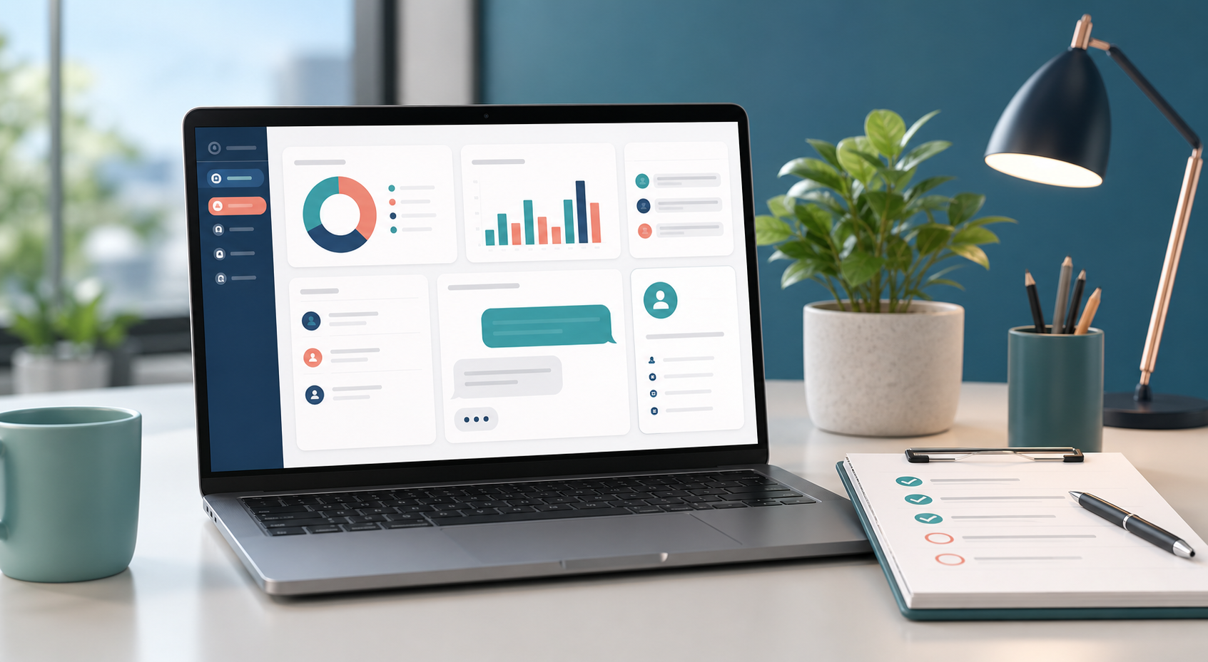 Customer support dashboard and checklist on a laptop